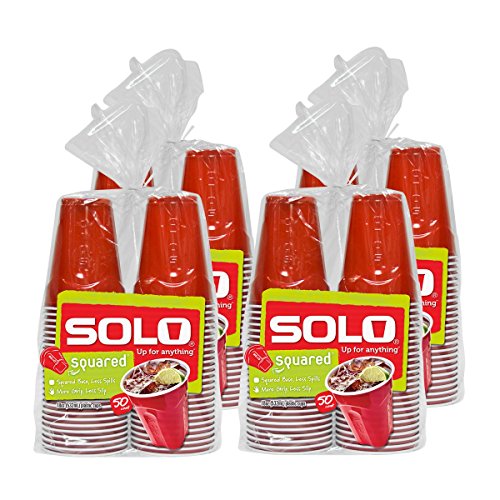 Product Cover Solo Cup Red Squared Plastic Party Cups, 18 Ounce, 200 Count