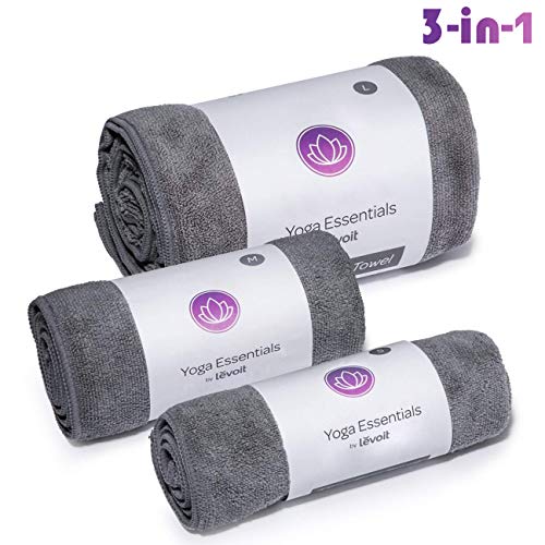 Product Cover LEVOIT Yoga Mat Towel, Hot Yoga Non Slip Microfiber Mat Towel, Hand Towel, Body Towel, 3 in 1 Set, Super Soft Sweat Absorbent Fast Dry, Ideal for Pilates, Bikram, Sports, Workout & More