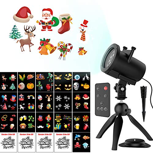Product Cover Halloween Christmas Projector Lights, Upgraded 16+4 Slides Waterproof IP65 Outdoor Landscape 6W Motion LED Projection Lights, 16ft Power Cable for Decoration Lighting on Holiday Birthday Wedding Party