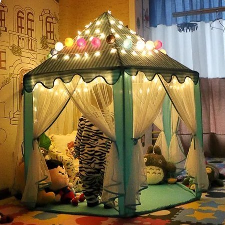 Product Cover Porpora Kids Indoor/Outdoor Princess Castle Play Tent Fairy Princess Portable Fun Perfect Hexagon Large Playhouse Toys for Girls,Boys,Children Toddlers Gift/Present Extra Large Room 55