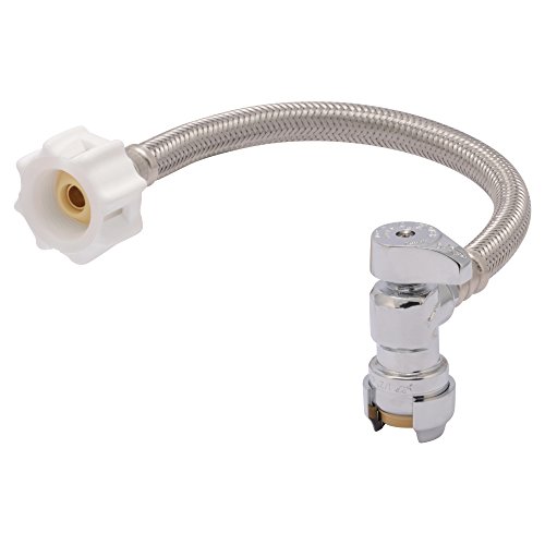 Product Cover SharkBite 24656A Toilet Connector Hose, 1/2 inch x 7/8 inch x 12 inch Braided Stainless Steel Water Valve Shut Off, Push-to-Connect, PEX, Copper, CPVC, PE-RT