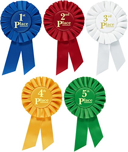 Product Cover Award Ribbons Rosette Place 1st 2nd 3rd 4th 5th Premium Set Multipurpose for Ceremonies and Events 6 inch by Clinch Star
