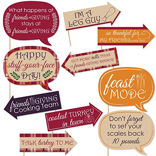 Product Cover Big Dot of Happiness Funny Friends Thanksgiving Feast - Friendsgiving Photo Booth Props Kit - 10 Piece