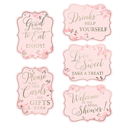 Product Cover Lillian Rose Set of 5 Pink and Gold 5 Pink & Gold Bridal Shower Signs