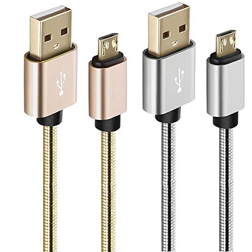 Product Cover USB to Micro USB Cable Android Charger Cable Fast Charge,Short Micro USB Charging Cable 3FT Pack,USB Micro Cable Micro USB Charge Cable for Samsung Tablet/Galaxy,Kindle Charger Cord,LG,PS4-Silver Gold
