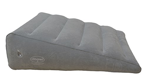 Product Cover ObboMed HR-7600 Inflatable Portable Bed Wedge Pillow with Velour Surface for Sleeping, Travel, Trip vacation, Horizontal Indention Prevent Sliding, 23