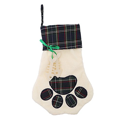 Product Cover LO LORD LO Christmas Stocking for Pet Dog Cat Large Paw Stocking for Personalize (Green)