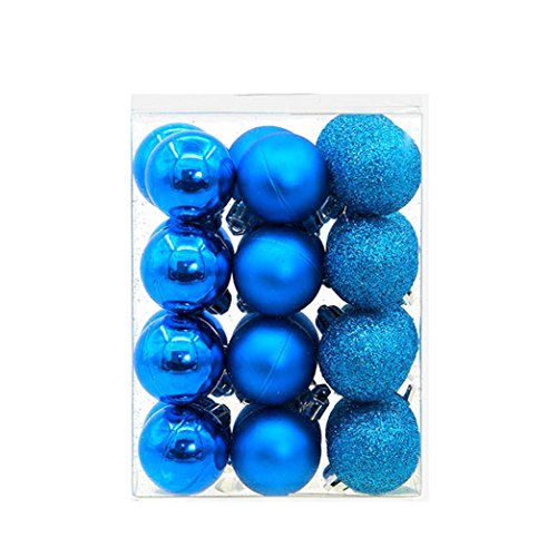 Product Cover Gotd 24pcs 3cm Christmas Balls Baubles Party Xmas Tree Decorations Hanging Ornament Decor, Size:9X6X12cm,Ball Size:3X3CM (Sky Blue)