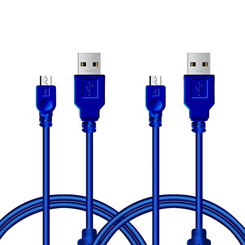 Product Cover TPFOON PS4 Controller Charger Charging Cable - 2 Pack 10FT Micro USB High Speed Data Sync Cord for Playstation 4, Xbox One Controller, Bluetooth Speaker, Headphones, Camera & Android Phones (Blue)