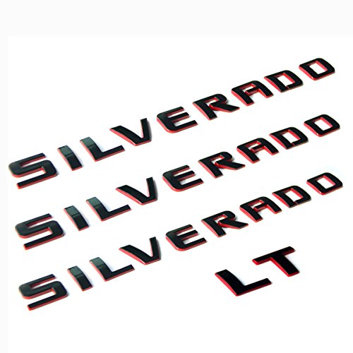 Product Cover Yoaoo 3x OEM Silverado Nameplate Plus Lt Letter Emblems 3D Badge 1500 2500Hd 3500Hd Original Silverado Series Red Line Redline
