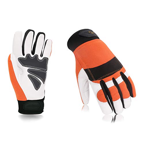 Product Cover Vgo Chainsaw Work Gloves Saw Protection on Left Hand Back(1Pair,Size L,Orange,GA8912)