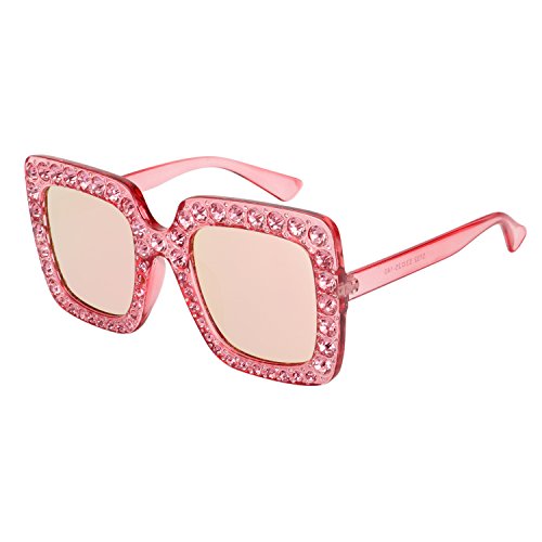 Product Cover ROYAL GIRL Elton Square Rhinestone Sunglasses Oversized Diamond Bling Bling Glasses