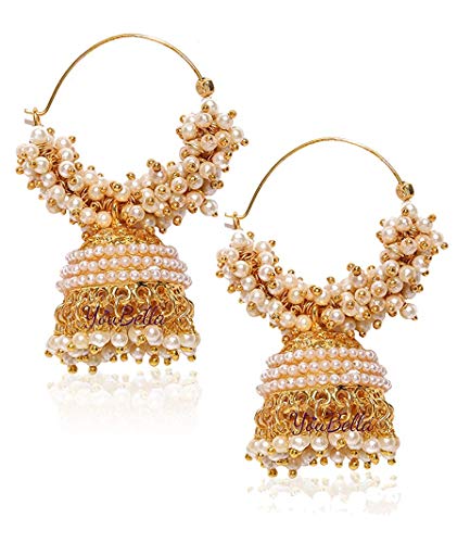 Product Cover YouBella Ethnic Jewelry Bollywood Traditional Indian Pearl Jhumki Earrings for Women and Girls