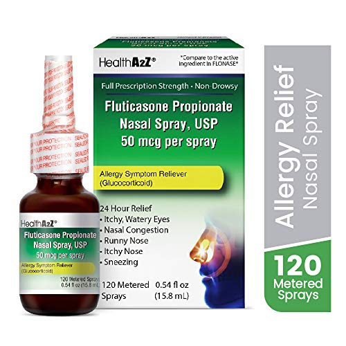Product Cover HealthA2Z Fluticasone Propionate Nasal Sprays, 24 Hour Allergy Relief,120 Sprays, 0.54 fl oz
