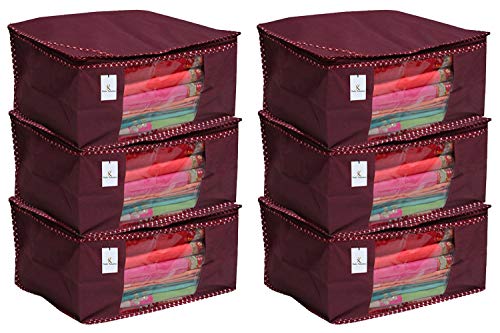 Product Cover Kuber Industries 6 Piece Non Woven Saree Cover Set, Maroon (COMBONWCMBB15)