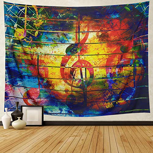 Product Cover Ameyahud Music Decor Wall Tapestry Wall Hanging Music Note Tapestry Colorful Tapestry Psychedelic Bohemian Mandala Tapestry Indian Wall Art Wall Tapestry Bedroom Living Room Dorm Decor