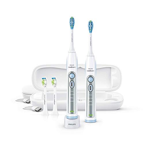 Product Cover Philips Sonicare FlexCare Whitening Edition Rechargeable Toothbrush Premium 2-Pack Bundle HX6964/77 (2 FlexCare Handles, 2 DiamondClean & 2 Plaque Control Brush Heads, 2 USB Charging Travel Cases)