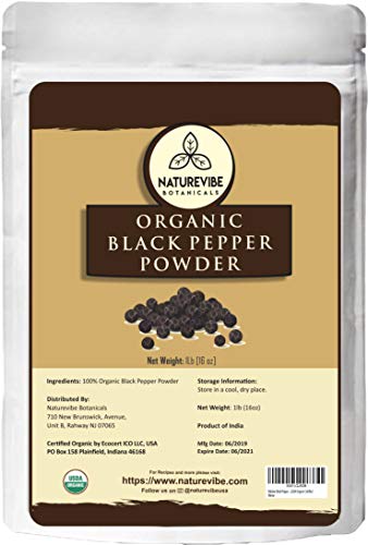 Product Cover Malabar Black Pepper (Black Tellicherry peppercorn) Ground, 1 pound - 100% Pure & Natural - USDA Organic Certified [ Packaging may vary ]