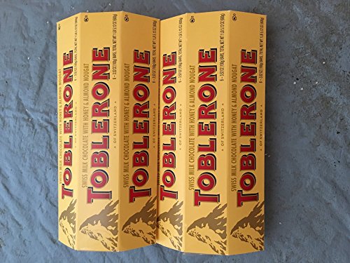 Product Cover TOBLERONE ( 2 Pack )6-3.52oz ( 12 Total Bars ) Of Each Of SWISS MILK CHOCOLATE WITH HONEY & ALMOND NOUGAT