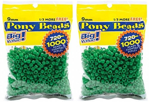 Product Cover Darice 06121-2-08 Pony Bead Big Value Pack 9mm 1000/Pkg-Opaque Green (2 Pack)