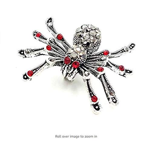 Product Cover DREAMLANDSALES Victorian Style Mother of Pearl Body and Micro Pave Spider Brooches Pins Silver Tone (Black-Type 5)