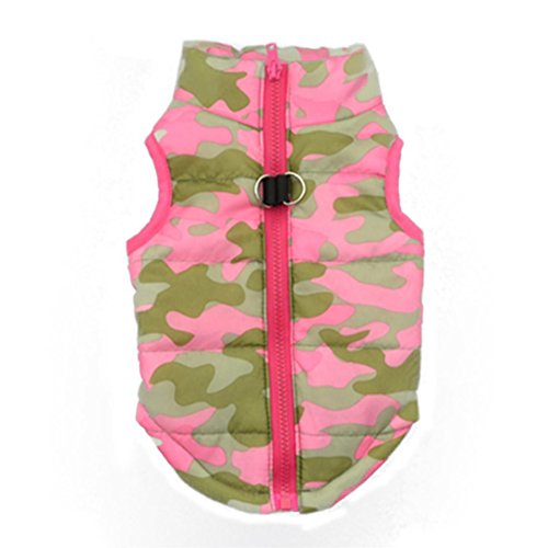 Product Cover Howstar Pet Camouflage Cold Weather Coat, Small Dog Vest Harness Puppy Winter Padded Outfit Warm Garment (XS, Pink)