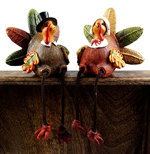Product Cover Gerson Pilgrim Turkey Couple Decorative Shelf Sitters - Set of 2