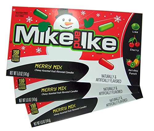 Product Cover Mike and Ike Merry Mix Chewy Christmas Candy Stocking Stuffer Box, 5 oz (Pack of 3)
