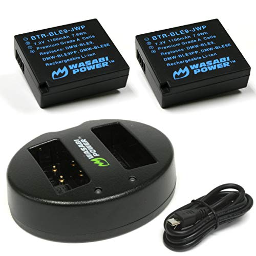 Product Cover Wasabi Power Battery (2-Pack) and Dual USB Charger for Panasonic DMW-BLE9, DMW-BLG10 and Panasonic Lumix DMC-GF3, DMC-GF5, DMC-GF6, DMC-GX7, DMC-GX85, DMC-LX100, DMC-ZS60, DMC-ZS100
