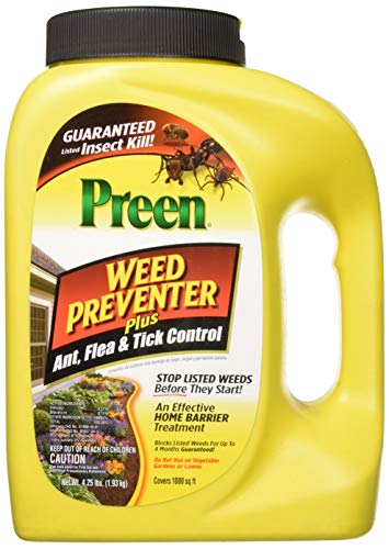 Product Cover Preen 2464189 Weed Preventer Plus Ant, Flea, & Tick Control - 4.25 lb. - Covers 1,000 sq. ft.