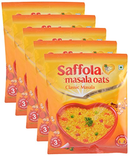 Product Cover Saffola Masala Oats - Classic Masala- 39 grams - (1.37 oz) Vegetarian oatmeal India - pack of 5