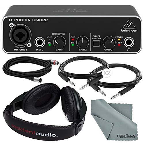 Product Cover Photo Savings Behringer U-PHORIA UMC22 2in2out USB Audio Interface and Accessory Bundle w/Headphones + Xpix 1/4