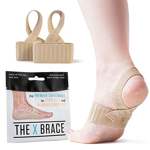 Product Cover The Original X Brace - Arch Support Brace and Compression for Sever's Disease, Plantar Fasciitis, Flat Feet, Fallen Arches, Over-Pronation and Heel Pain, Logo Free - Small