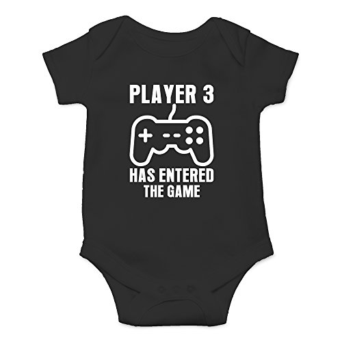 Product Cover Crazy Bros Tee's Player 3 Has Entered The Game - Gamer Baby Funny Cute Novelty Infant One-Piece Baby Bodysuit (6 Months, Black)