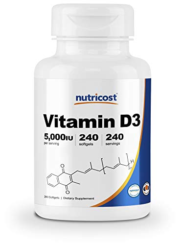 Product Cover Nutricost Vitamin D3 5,000 IU, 240 Softgels - Non-GMO and Gluten Free