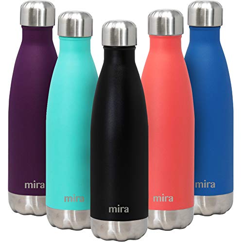 Product Cover MIRA 17 Oz Stainless Steel Vacuum Insulated Water Bottle | Double Walled Cola Shape Thermos | 24 Hours Cold, 12 Hours Hot | Reusable Metal Water Bottle | Leak-Proof Sports Flask | Matte Black