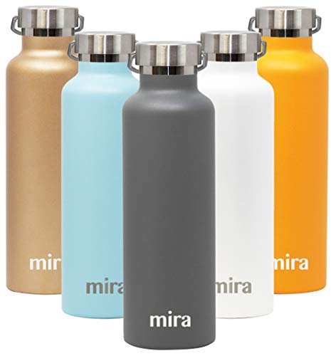 Product Cover MIRA Alpine Stainless Steel Vacuum Insulated Water Bottle with 2 Lids, Durable Powder Coated Thermos | 25 oz (750 ml) | Gray