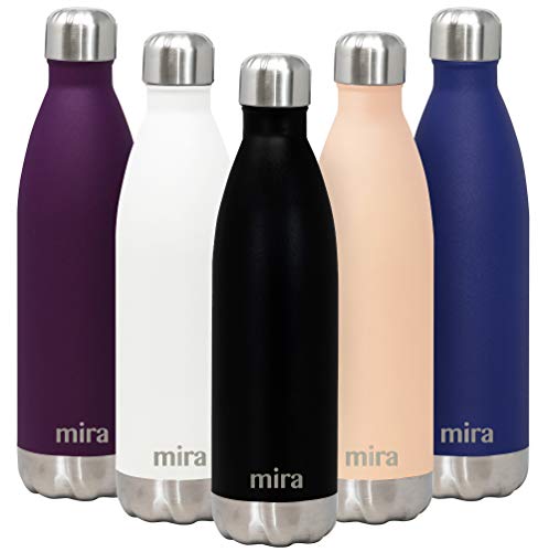 Product Cover MIRA 25 Oz Stainless Steel Vacuum Insulated Water Bottle | Double Walled Cola Shape Thermos | 24 Hours Cold, 12 Hours Hot | Reusable Metal Water Bottle | Leak-Proof Sports Flask | Matte Black
