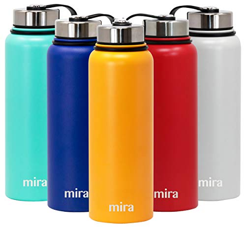 Product Cover MIRA 40 Oz Stainless Steel Vacuum Insulated Wide Mouth Water Bottle | Thermos Keeps Cold for 24 hours, Hot for 12 hours | Double Walled Powder Coated Travel Flask | Pumpkin