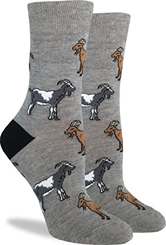 Product Cover Good Luck Sock Women's Goats Crew Socks - Grey, Adult Shoe Size 5-9