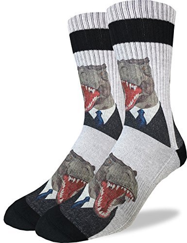 Product Cover Good Luck Sock Men's Mr. T-Rex Crew Socks - Grey, Adult Shoe Size 8-13