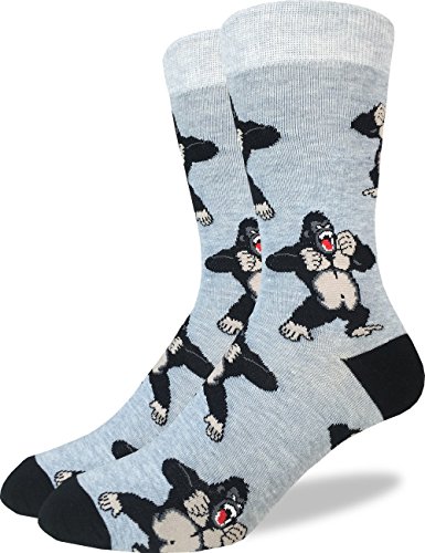 Product Cover Good Luck Sock Men's Gorilla Crew Socks - Grey, Adult Shoe Size 7-12