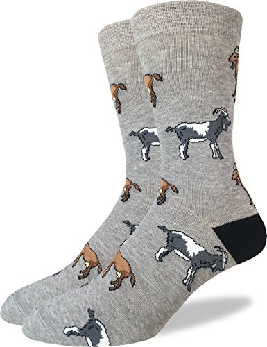 Product Cover Good Luck Sock Men's Goats Crew Socks - Grey, Adult Shoe Size 7-12