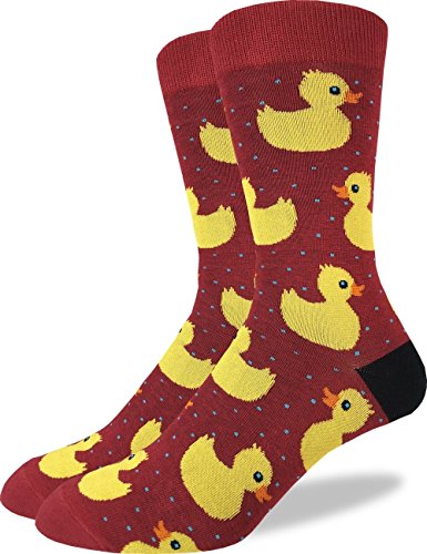 Product Cover Good Luck Sock Men's Rubber Ducks Crew Socks - Red, Adult Shoe Size 7-12