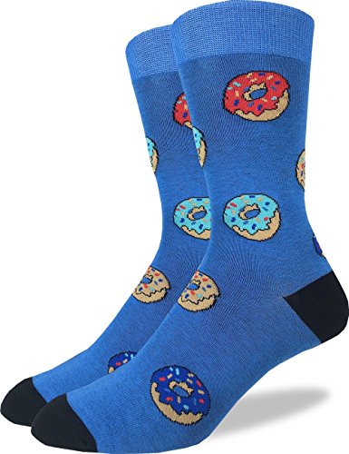 Product Cover Good Luck Sock Men's Donuts Crew Socks - Blue, Adult Shoe Size 7-12