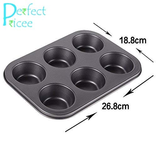 Product Cover Perfect Pricee Cupcake Tray Steel 6 Slot Muffin Tray, Black