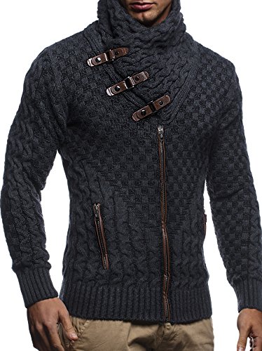 Product Cover Leif Nelson Men's Knitted Jacket Turtleneck Cardigan Winter Pullover Hoodies Casual Sweaters Jumper LN5340