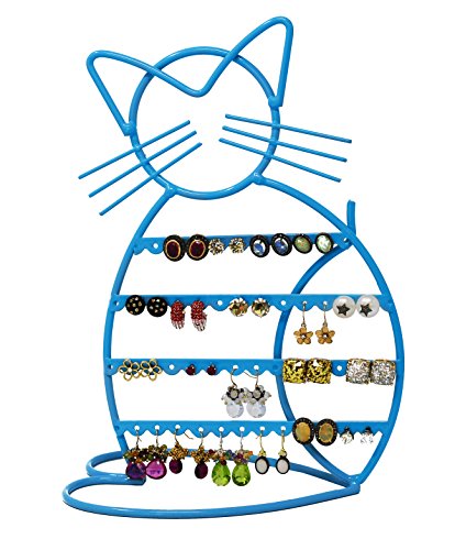 Product Cover ARAD Cat-Shaped Earring Holder, Jewelry Rack, Display Organizer for Piercings (Blue Finish)