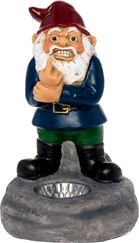 Product Cover Solar Powered Middle Finger Lawn Gnome - Light Up Home Garden Statue by GreenLighting