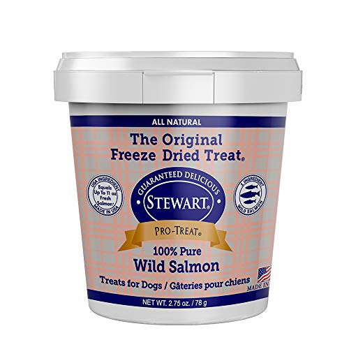 Product Cover Stewart Pro-Treat, Freeze Dried Wild Salmon Dog Treats, Single Ingredient, Grain Free, USA Made, 2.75 oz. Resealable Tub